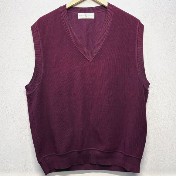 Fairway & Greene Mens XL Burgundy Sleeveless V-Neck Pullover Pima Sweater Vest - Picture 1 of 7